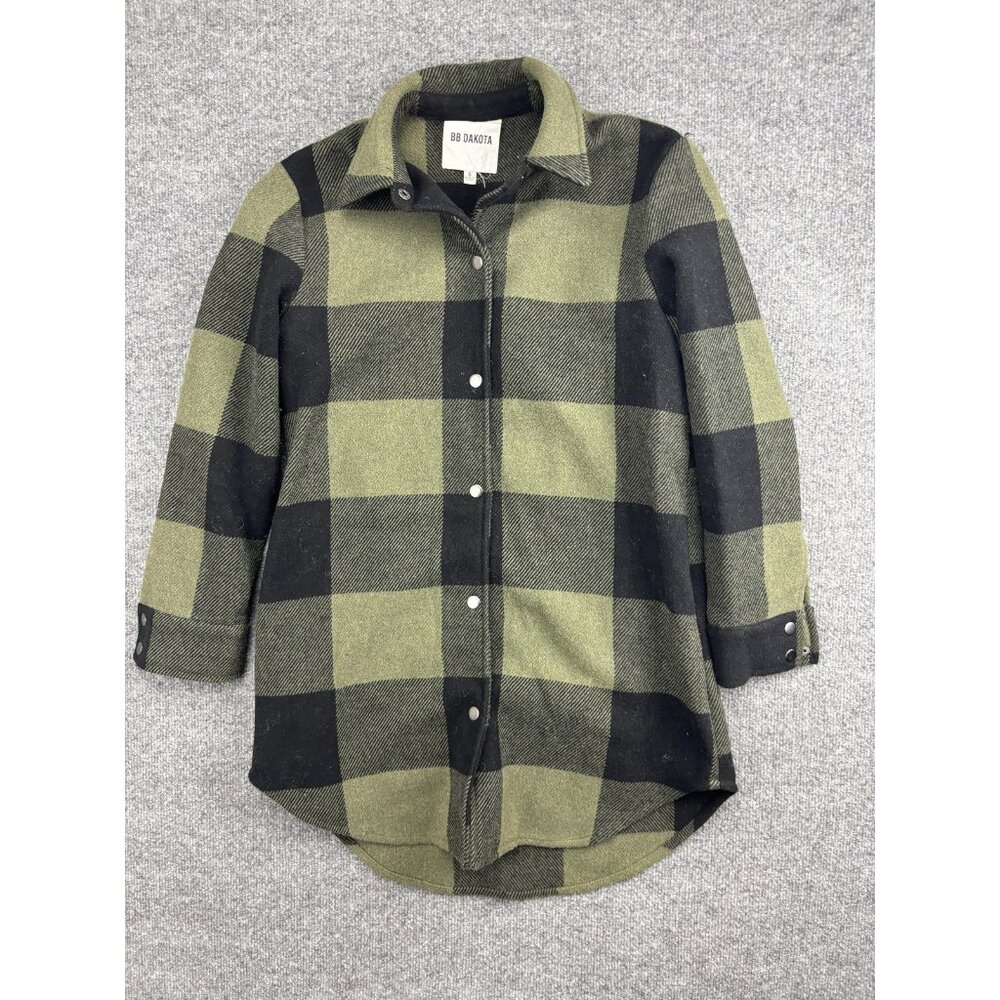 BB Dakota Olive & Black Buffalo Plaid Snap-Front Shirt Jacket
